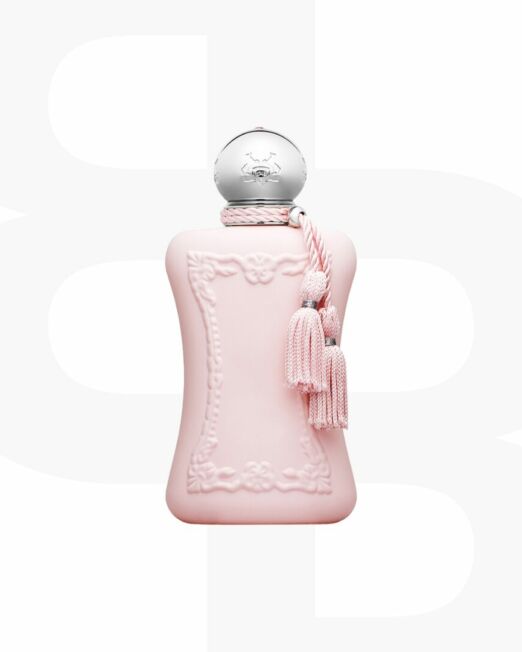 Parfums de Marly Delina Rose parfumfles met twee rose kwastjes en zilverendop met een strassteentje