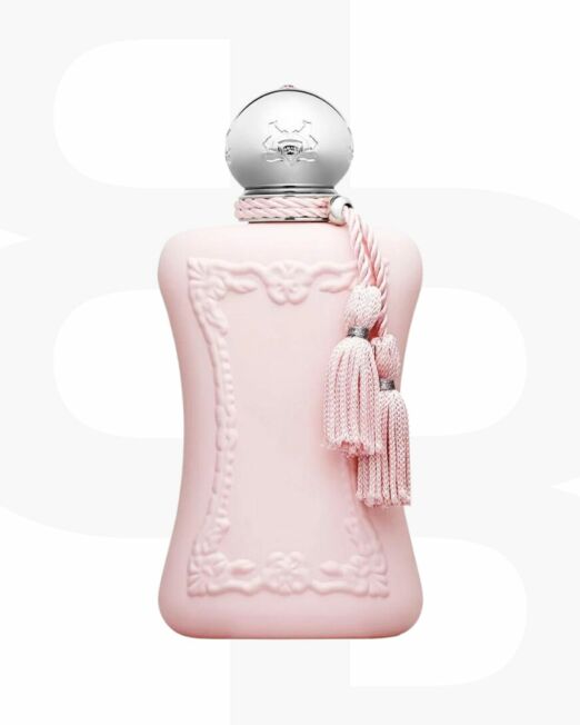 Parfums de Marly Delina Parfum fles in roze met roze kwastjes aan de aluminium dop