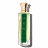 Bellekin Anni parfum fles met groen logo in een doorzichtige fles met een witte achtergrond