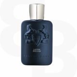 Parfums de Marly exclusif blauwe parfumfels met twee paarden erop met een zilveren dop