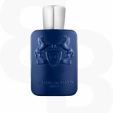 Parfums de Marly Percival blauwe parfumfles met twee paarden erop met een zilverdop